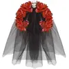 Widmann Coiffe fleurs rouges avec tête de mort femme Dia de los muertos - Accessoire de déguisement