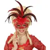 RueDeLaFete Loup Papillon Plumes Rouges - Tige Rouge