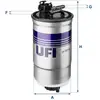 UFI Filters Filtre à carburant pour SKODA: Octavia, Superb & VOLKSWAGEN: New Beetle, LT, Passat, Golf, Bora & FIAT: Punto & AUDI: A4 (Ref: 24.391.00)