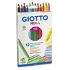 OMYACOLOR Etui de 12 crayons de couleur hexagonaux Giotto Mega mine Ø 5.5mm longeur 18cm