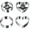 Metaltex anneau en inox et les emporte-pièces en forme de coeur double-set de 4-argent