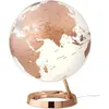 TECNODIDATTICA Globe Terrestre Lumineux Design Blanc Cuivre Sur Socle Couleur Cuivre