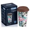 DeLonghi DLSC065 Tasse isotherme en céramique 295ml avec couvercle en silicone Motif fleurs, Ceinture