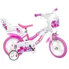 Vélo pour fille blanc et rose Flappy 12 pouces Dino Bikes