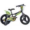 Carrefour Vélo Enfant Garçon 16 Pouces Dinosauri - Noir Vert - Freins sur Le Guidon - Roues Amovibles