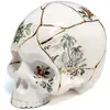 SELETTI Sculpture Kintsugi Skull, blanc, porcelaine, or