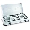 Réchaud gaz portable 2 feux 2600w blanc laqué couvercle plaque de cuisson kemper