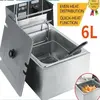 Friteuse Électrique Cuve Amovible 6L - JNG - Contrôleur de Température...