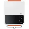 Coque en silicone Samsung blanche avec bracelet orange pour Galaxy Z Flip4