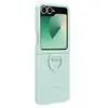 Coque SAMSUNG Z Flip6 silicone Vert d'eau avec anneau