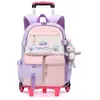 HISEEU Cartable fille roulette primaire enfant Sac à Dos roulettes Fil...