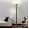 Lindby lampadaire à éclairage indirect LED Malea, 180 cm, nickel, bras de