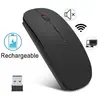 Souris sans Fil Rechargeable, Silence Click Wireless Mouse Optique, USB Nano-Récepteur, Ultra Mince 1600 DPI, avec USB c??ble, pour