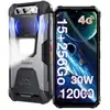FossiBot F106 Pro Gris 6.58" 15(8+7)Go +256 Go Smartphone Robuste 12000mAh NFC Double SIM 4G Android 13 103db volume élevé 3W lumières de camping
