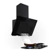 Topstrong Hotte Inclinee 60cm 350 m³/h 3 Vitesse Recyclage ou Evacuation Verre Noir-TV4760