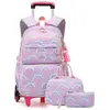 LARGEIGHT Cartable Roulette Fille Primaire Sac Dos pour Enfant avec Lu...