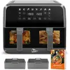 Uten Friteuse Sans Huile 2 Cuves De 4L,Air Fryer 1700 W avec Fenêtre T...