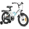 HILAND Vélo d'enfant - Roues 16" - 4-6 ans - Stabilisateurs - Porte-bagages arrière - Vélo de garçon- Blanc