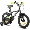 HILAND Vélo d'enfant - Roues 14" - 3-5 ans - Roues auxiliaires - Garde-boue - Vélos pour garçons et filles - Noir et vert