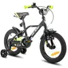 HILAND Vélo d'enfant - Roues 16" - 4-6 ans - Roues auxiliaires - Garde-boue - Vélos pour garçons et filles - Noir et vert