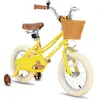 HILAND Bicyclette pour enfants,14",pour les enfants de 3 à 5 ans,avec roue auxiliaire et frein à main,Jaune