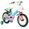 Vélo pour enfants HILAND, 16", pour les enfants de 4 à 6 ans, avec roue auxiliaire et frein à main-bleu