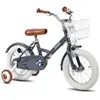 HILAND STITCH Vélo pour enfants de 16 pouces avec panier et double frein à main pour garçons et filles de 4 à 7 ans,Gris