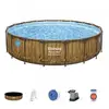 Piscine Bestway Ronde Power Steel Swim Vista décor bois 5,49 x h1,22m