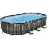 Bestway Piscine tubulaire ovale Power Steel bois rustique 6,10 x 3,66 x 1,22 m