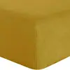 Bâton Rouge - Drap housse unie 200x200cm Bonnet:40cm 100%lin LavÉ Jaune Curry 200 x 200 cm