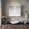 SIRHONA Armoire Miroir Salle de Bain avec Miroir, Armoire  Miroir avec 3 Couleurs de Lumière Réglables et Anti-Buée 59 x 60 x 14cm