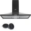 COMFEE Hotte Aspirante de Cuisine 90cm - 400 m³/h - 2 Filtres à Charbon - 3 Vitesses-Recyclage ou Evacuation - LED - NOIR