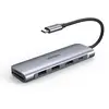 Hub USB combi UGREEN 6-in-1 USB C PD-Adapter 6 ports gris