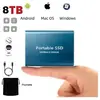 WOSHITE Disque SSD Mini Disque Dur Externe Portable 8TB 8To Bleu Type-C avec Pochette Sac de Stockage en Tissu Noir