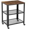 Vasagle Table d'appoint 3 niveaux sur roulettes - Naturel fonce