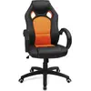 SONGMICS Fauteuil de bureau réglable comfortable, Noir et Orange