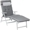 Chaise longue pliante SONGMICS - Gris - Matelas 6cm - Appui-tête amovible en alu anti-rouille