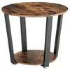 VASAGLE table basse ronde avec structure en acier - 50 x 50 x 57 cm - marron rustique/noir
