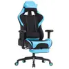 SONGMICS Fauteuil gamer avec repose-pieds, Noir et Bleu