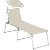 SONGMICS Chaise longue avec pare-soleil, Beige