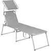 SONGMICS Chaise longue avec pare-soleil, Gris Chiné