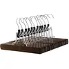 SONGMICS 12 Cintres-pinces en bois antiglisse, Brun Foncé