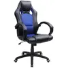SONGMICS Fauteuil de bureau réglable comfortable, Noir et Bleu
