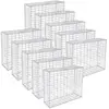 SONGMICS Lot de 10, Gabion pour Pierre, cloture gabion, Argent, Cage en Métal, Mur, Décoration de Jardin, 100 x 80 x 30cm, GGB083