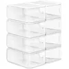 SONGMICS Boîtes à chaussures pliables, Transparent / 19.5 x 27.5 x 10.5 cm / Lot de 8