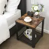 Table d'Appoint VASAGLE avec Structure en Métal Brun Rustique LET41X