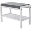 SONGMICS Banc à chaussures bambou blanc