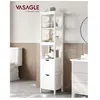 Merkloos / Sans marque Meuble de salle de bain - VASAGLE - Armoire haute avec 2 tiroirs et 3 casiers ouverts - Blanc
