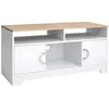 VASAGLE Meuble TV blanc couleur boisée