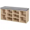VASAGLE Calicosy - Banc à Chaussures 10 Niches Décor Bois - L104 cm - Gris TU